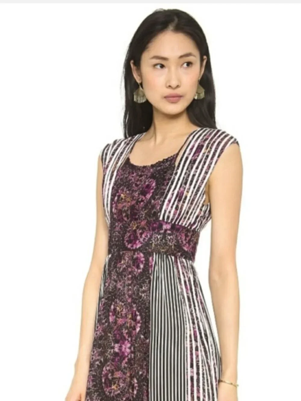 Free People Mayan Temple Sleeveless Floral Maxi Dress Boho Festival Women's XS